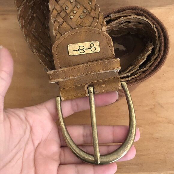 Jessica Simpson Woven Leather Belt Brown M/L - Picture 4 of 10